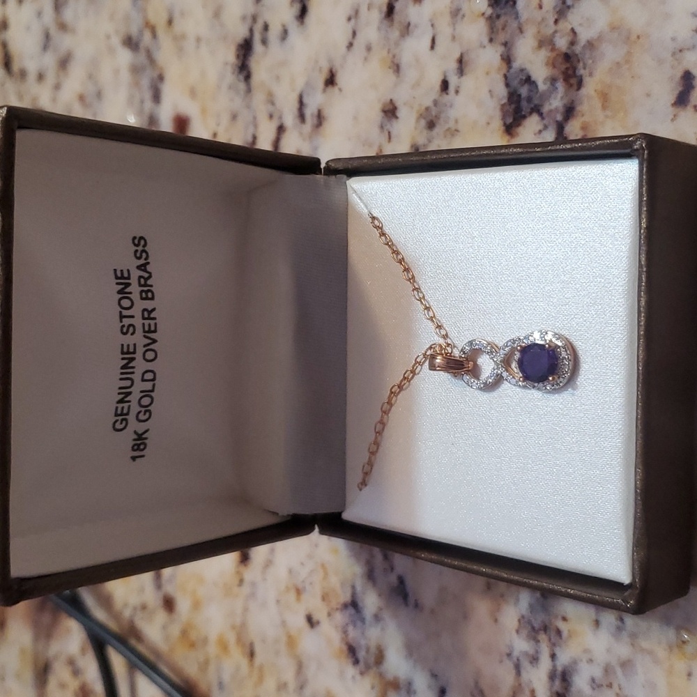 18k gold over brass genuine Amethyst